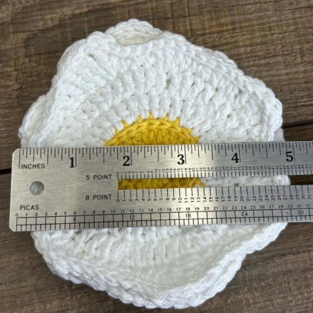 Coasters Sunny Side Up Fried Egg Cup Mug Set of 4‎ Handcrafted Crochet Cotton